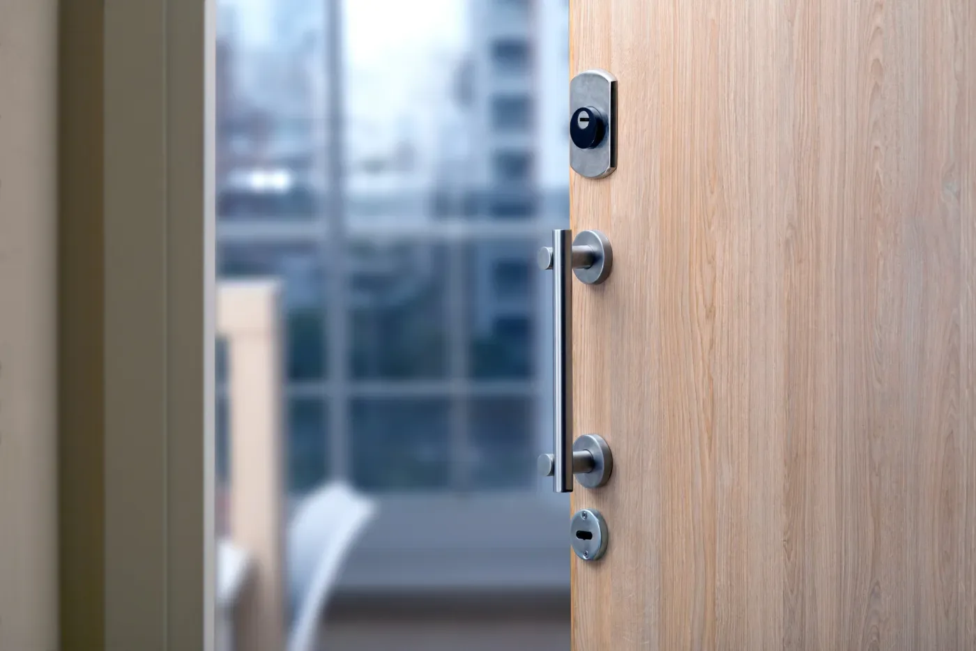 Crémone et points de fermeture d'une porte blindée dans le Val-d'Oise